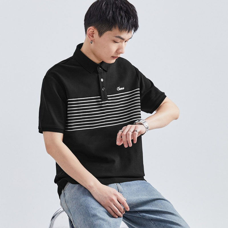 [1.5折价49元]唐狮 polo衫男短袖男士polo衫短袖拼接翻领男polo衫短袖
