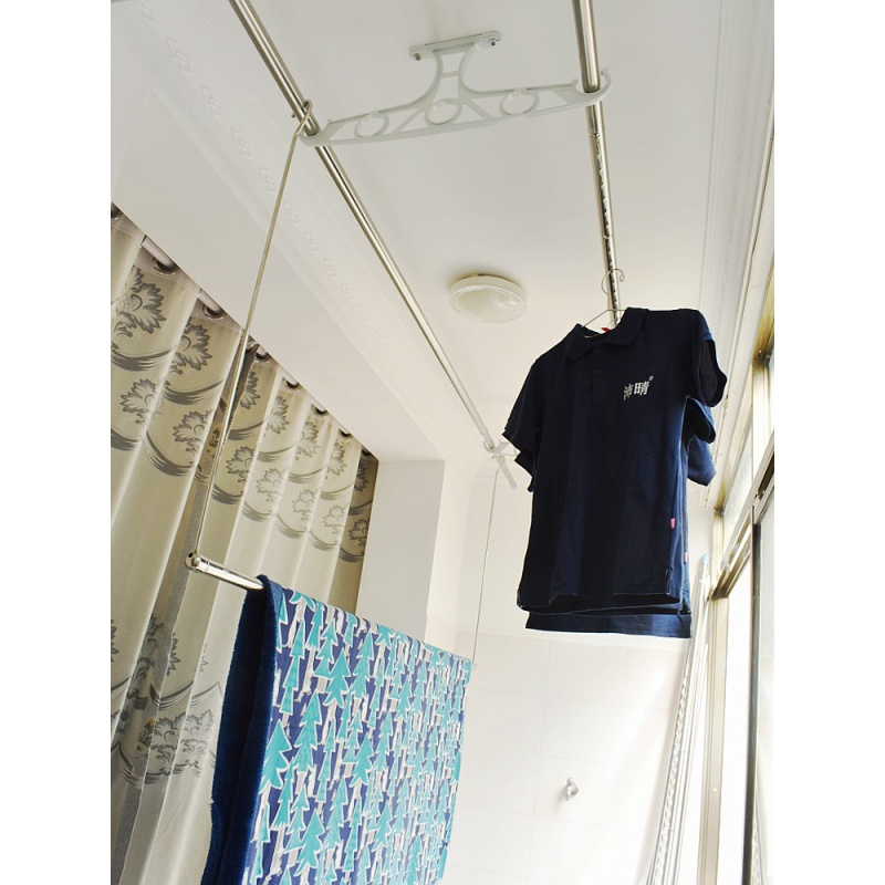 实心铝合金阳台固定式晾衣架伸缩不锈钢挂衣杆晾衣杆挂衣杆单双杆