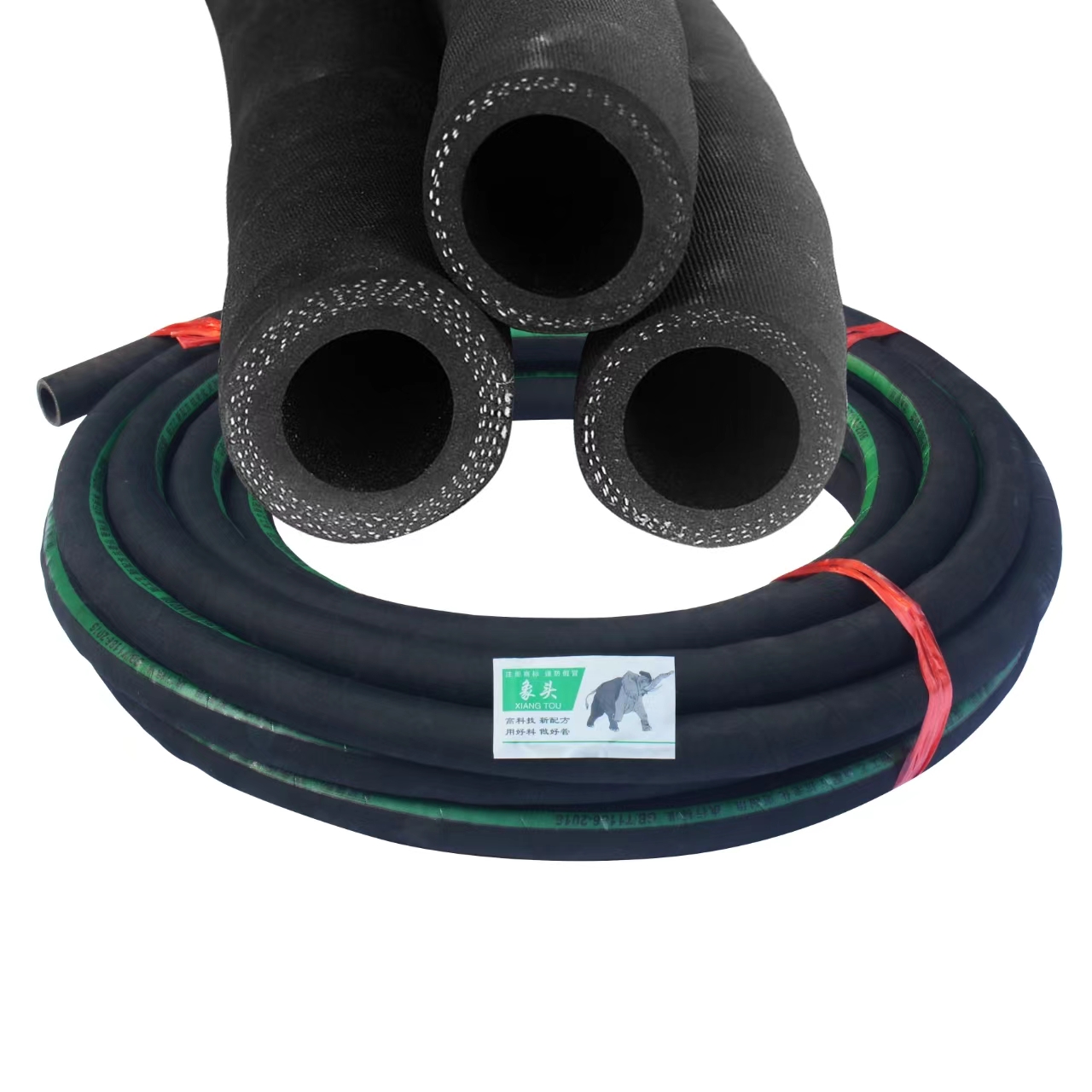 象头8层布面黑胶管 橡胶夹布胶管 1寸 25mm 17米 1束/捆 1.5寸38mm