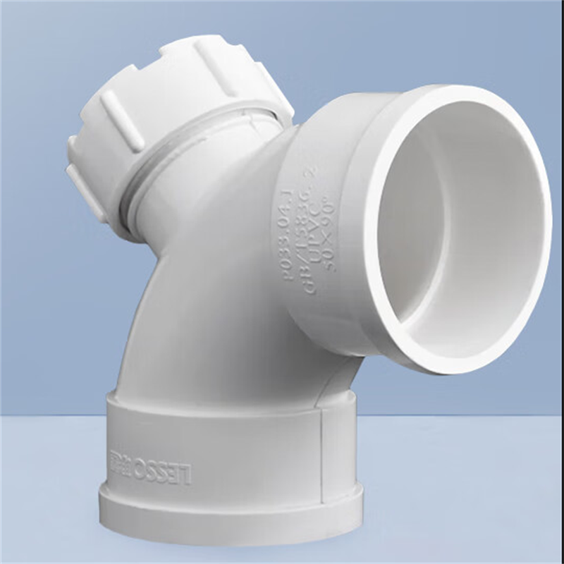 联塑 dn160 PVC-U排水配件UPVC下水管配件 45° 弯头(带检查口)单个高清大图