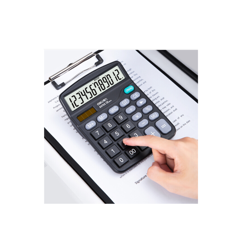 得力(deli)双电源桌面办公计算器 837ES 12位大屏幕桌面计算机 办公文具用品