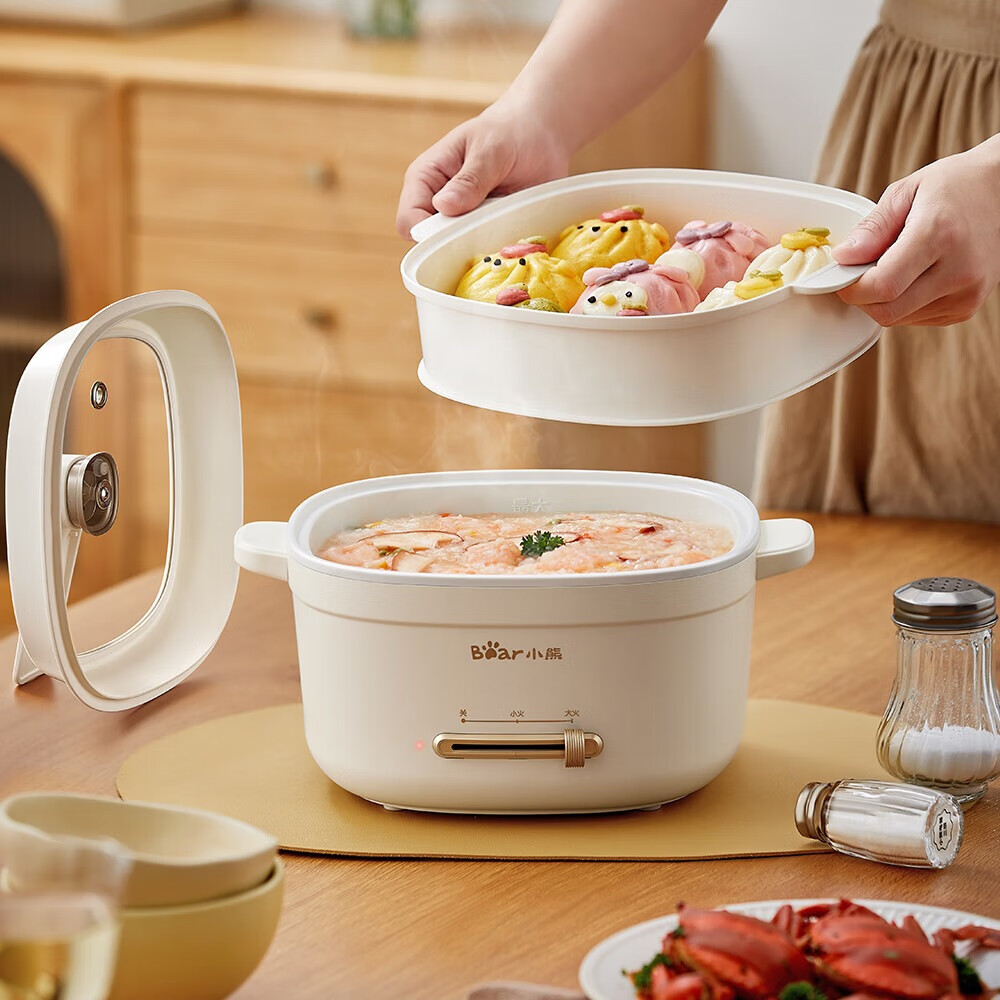 小熊3L一体电热锅 电火锅DRG-E30U8 带蒸笼高清大图