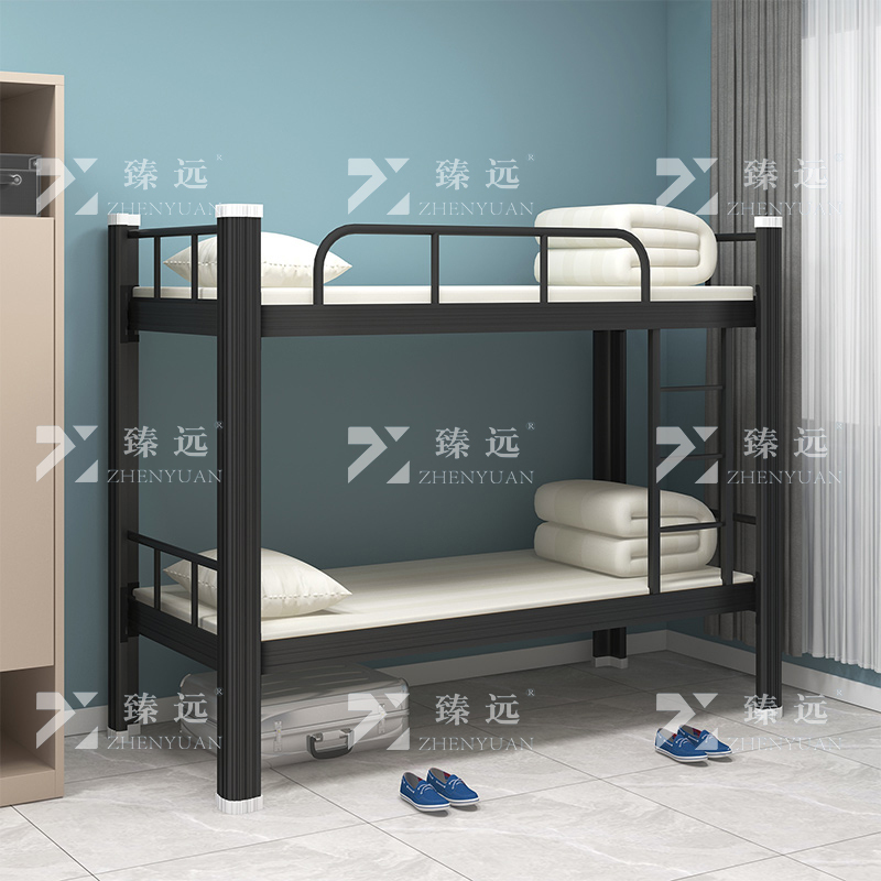 臻远 XCC-05 钢制床双层床员工宿舍上下铺学生公寓床双人床铁艺高低床 双层床1000宽黑