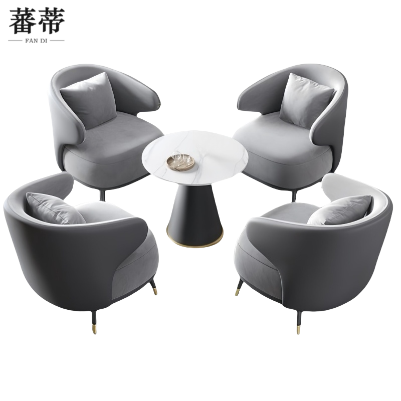 蕃蒂 办公沙发一桌四椅套高清大图