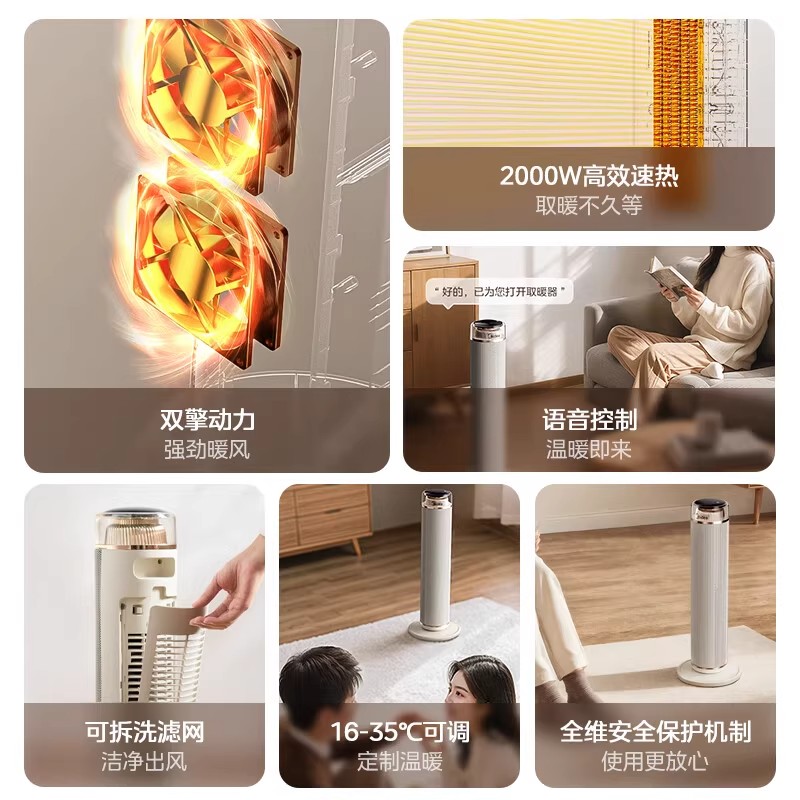 美的取暖器电暖气立式热风机速热电暖器家用暖风机 HFT20YJR高清大图