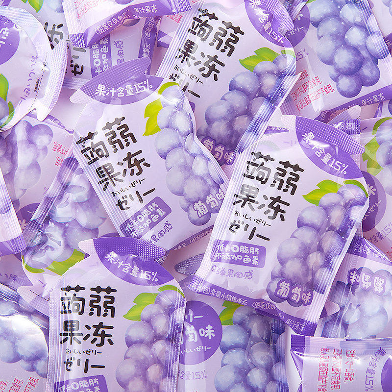 [满199减125元]比比赞魔芋蒟蒻果冻葡萄味240g果汁布丁网红办公室解馋零食品