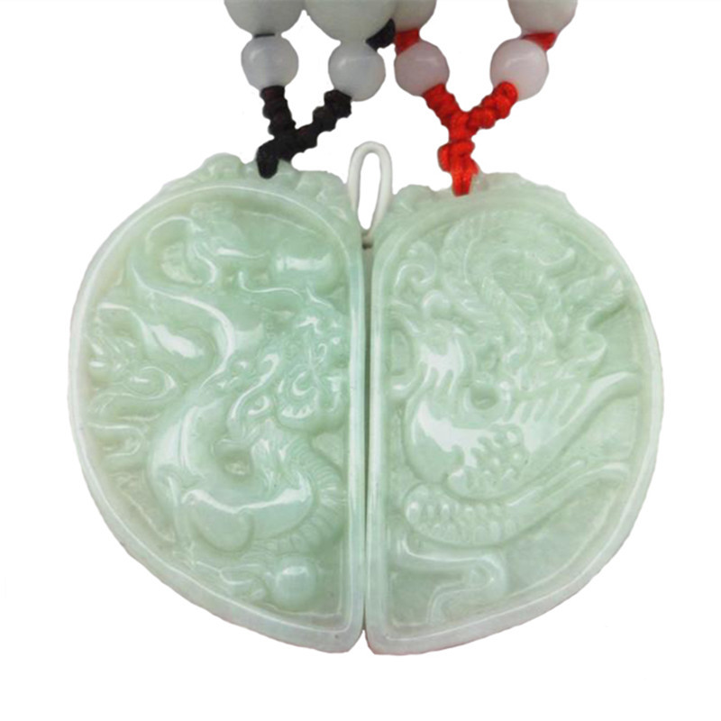 翡翠龙凤佩坠情侣款玉坠男女玉石挂件带证书送女朋友七夕情人节礼物