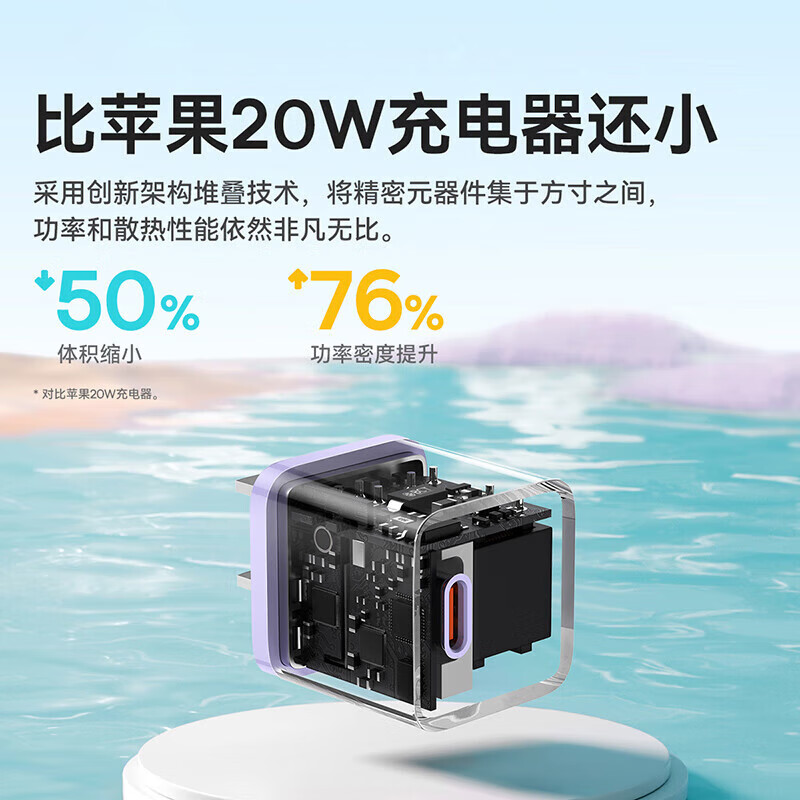 倍思(BASEUS)苹果充电器氮化镓pd20W快充 [20W单头CCGAN20C5-M紫]高清大图