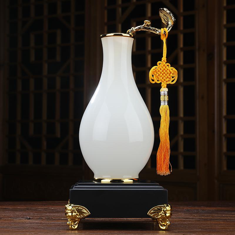 家柏饰(CORATED)人生如意花瓶摆件琉璃玉工艺品现代简约家居客厅酒柜电视柜装饰品高清大图