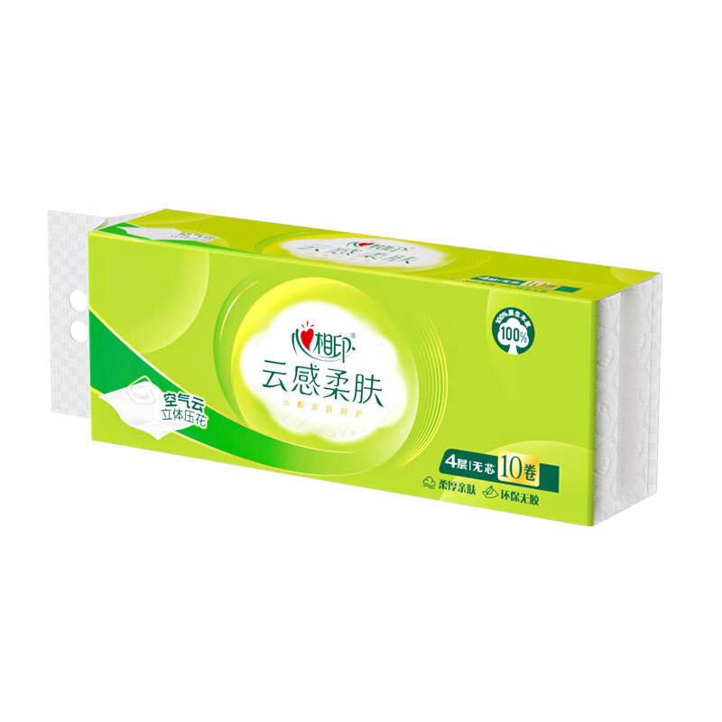 心相印 云感柔肤4层无芯卫生纸 70g/卷 10卷/提 1提装 RW3410高清大图