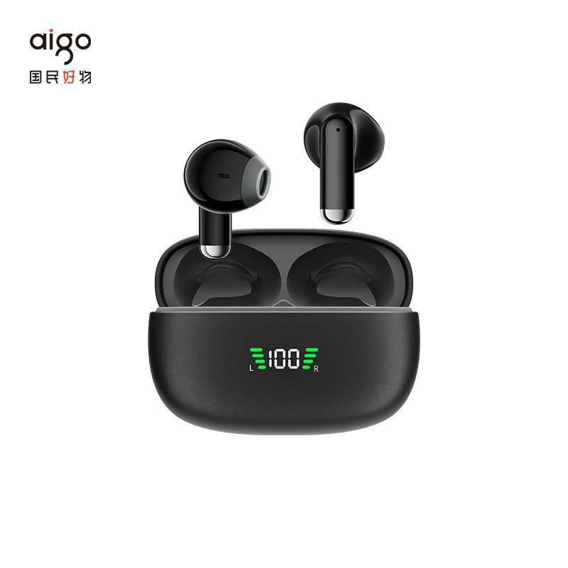 爱国者 半入耳式运动游戏长续航电量数显蓝牙耳机 黑色 TQ15TWS