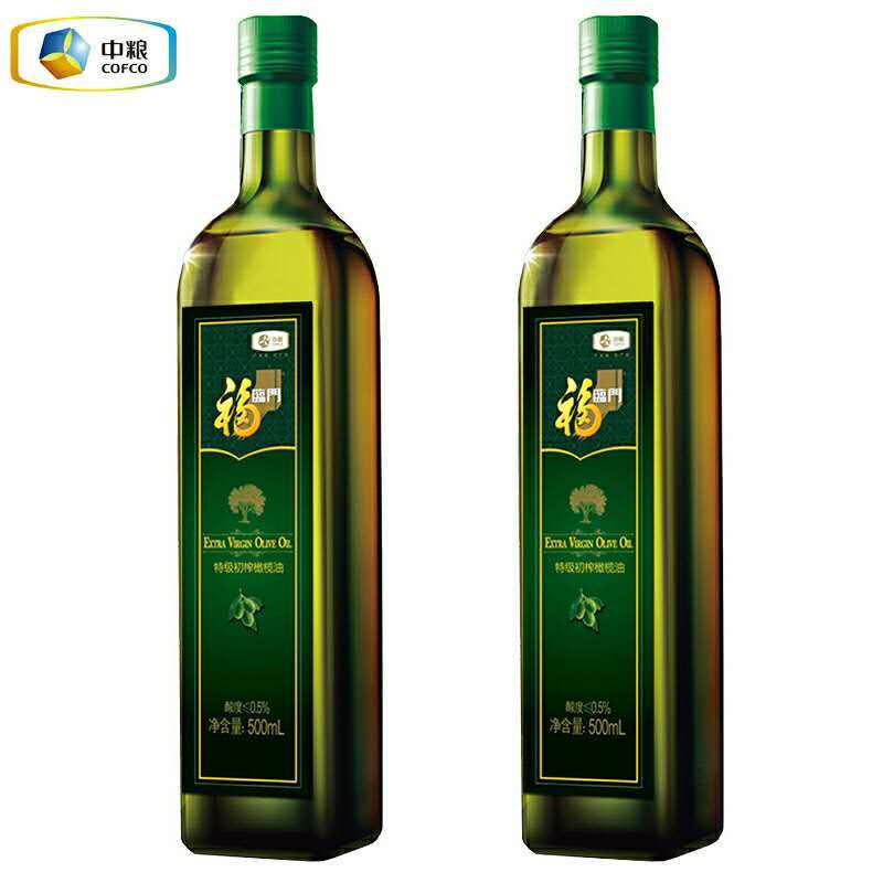 DICKINSON中粮福临门特级初榨橄榄油礼盒500ml*2食用油植物正品