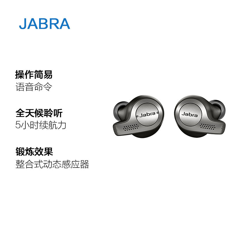 [臻律 真无线]捷波朗(Jabra))Elite 65t入耳式蓝牙运动耳机 银黑色