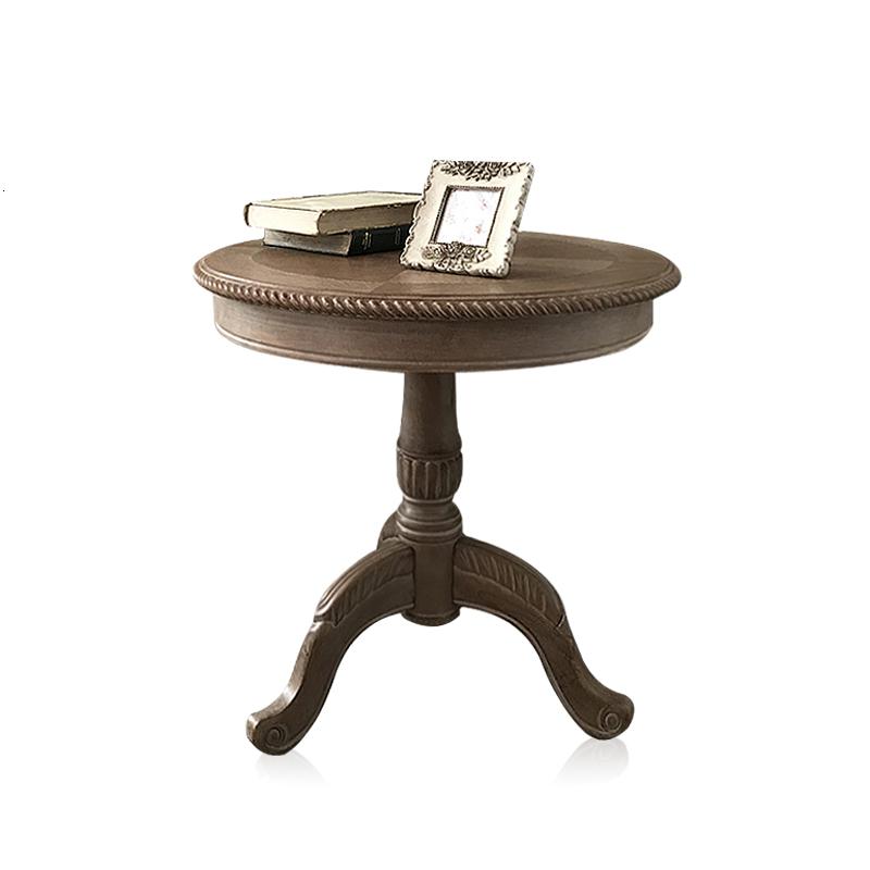 森美人复古茶几做旧拍摄北欧客厅沙发边角几美式乡村实木卧室阳台小圆桌高清大图