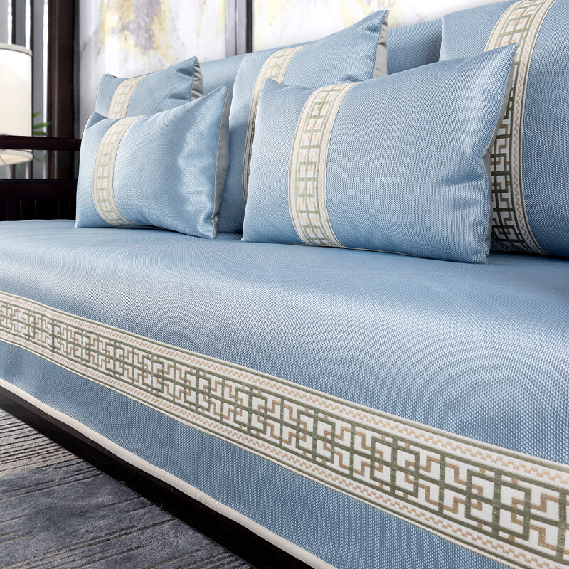 京城派 夏季冰丝沙发垫套装新中式沙发套罩巾套装坐垫子巾春夏季坐垫子防滑红木沙发垫子凉席沙发垫123组合沙发凉垫可定制高清大图