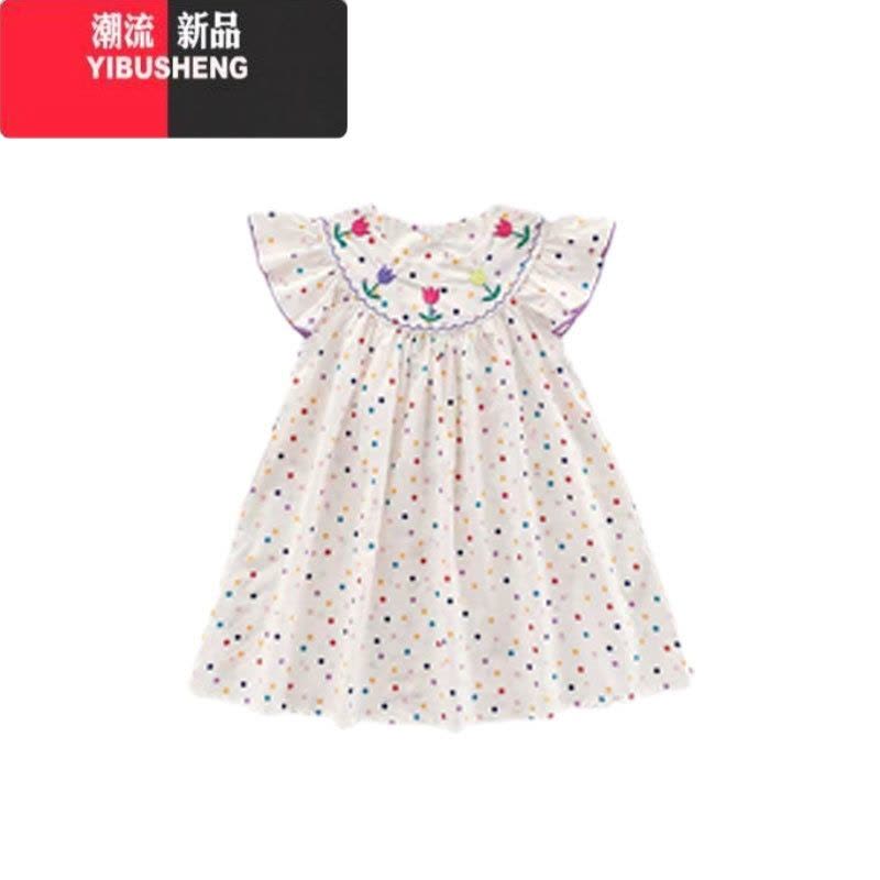 YIBUSHENG多巴胺穿搭波点小飞袖连衣裙女新款2024学院风刺绣宽松显瘦娃娃裙图片