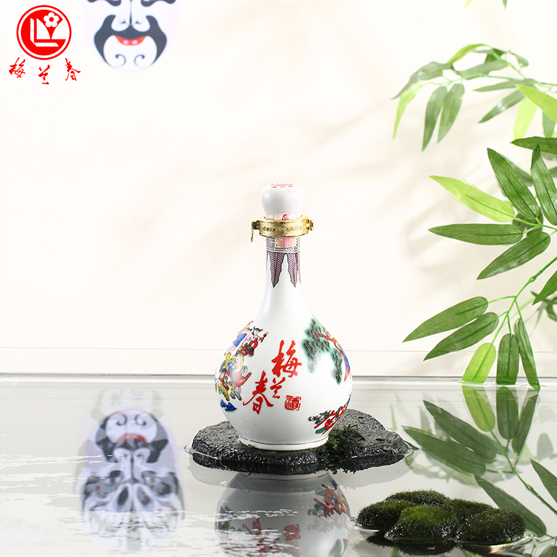 梅兰春 46度龙瓶百子图 500ml 6瓶整箱装 芝麻香型白酒 中华老字号 京剧大师梅兰芳故乡美酒[新旧包装随机发货]