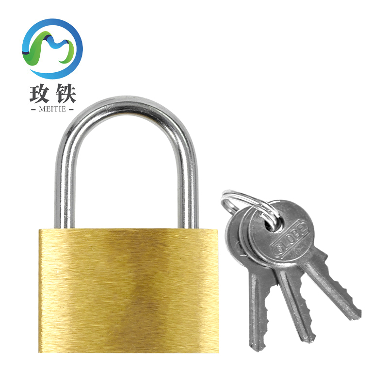 玫铁铜挂锁配3把钥匙20mm单开把高清大图