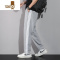 YANXU三杠条纹运动裤子男ins潮牌直筒宽松坠感阔腿裤痞帅束脚大码卫裤