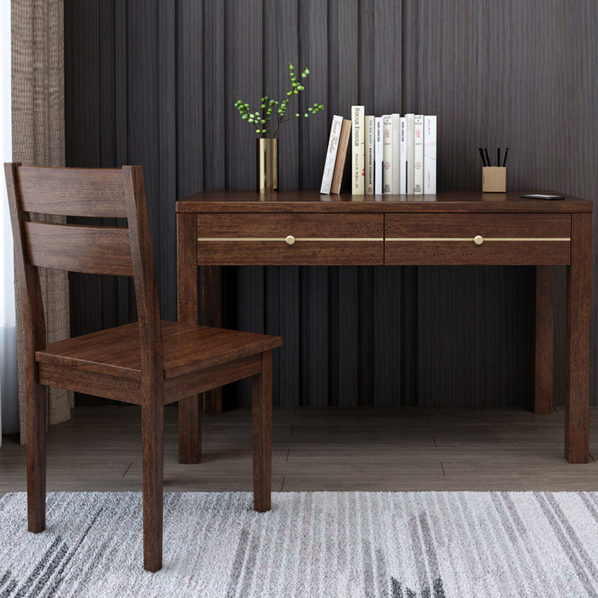 胡桃木实木书桌