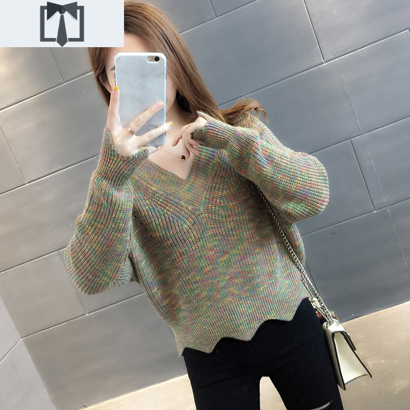 SUNTEK高腰短款毛衣女2021年新款春秋小个子宽松外穿洋气打底衫收腰上衣毛衣