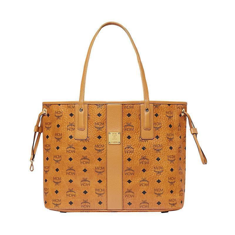 mcm女士米色经典logo标网红款中号子母包单肩背包托特包双面两用购物