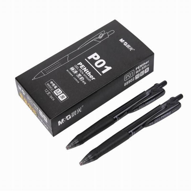 LTSM 晨光(M&G)黑豹系列P01 0.5mm黑色中性笔按动中性笔签字笔水笔 AGP88902