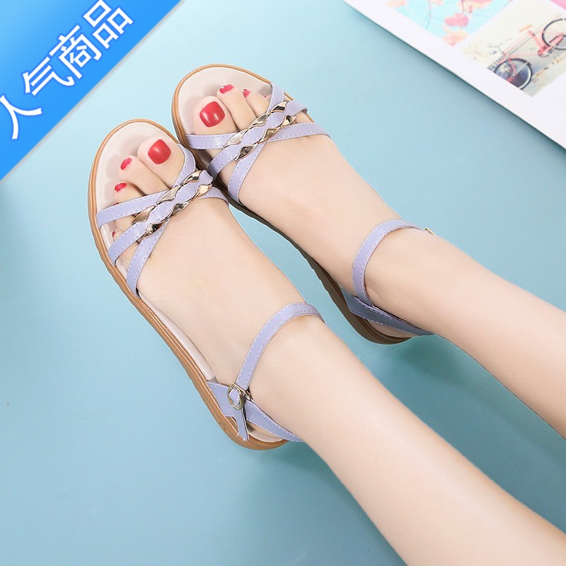 SUNTEK2023夏季新款平跟软底百搭舒适孕妇女士简约防滑仙女风妈0妇舒风高清大图