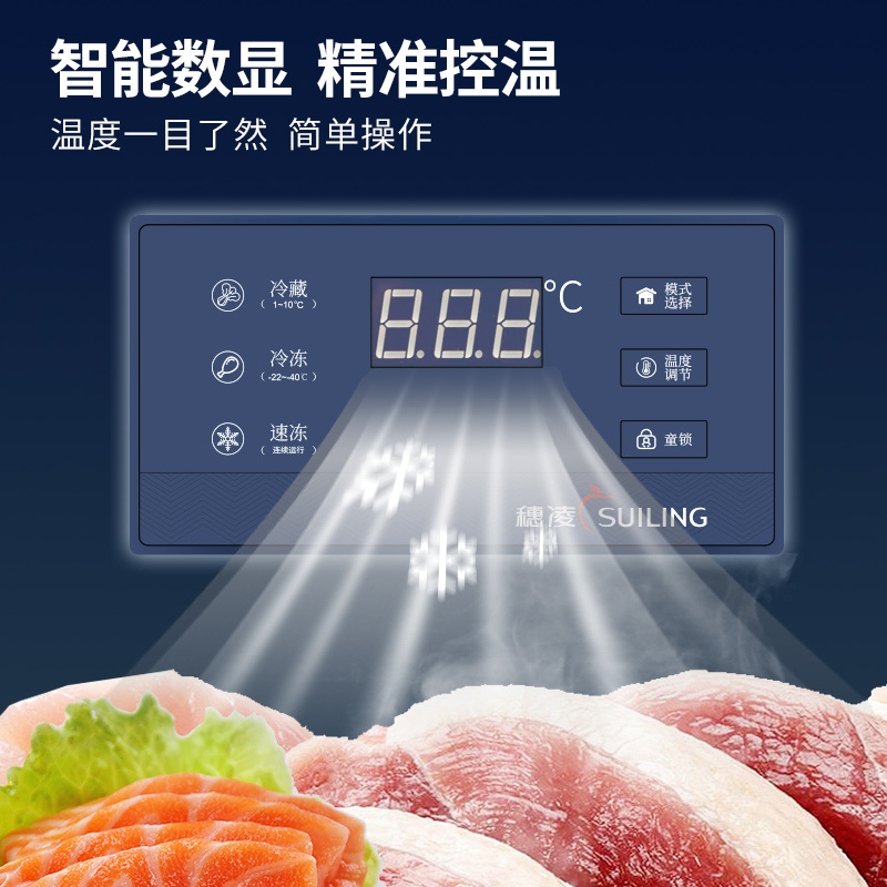 suiling/穗凌零下30度低温冰柜电脑控温家商两用容量冷柜BD-228DV