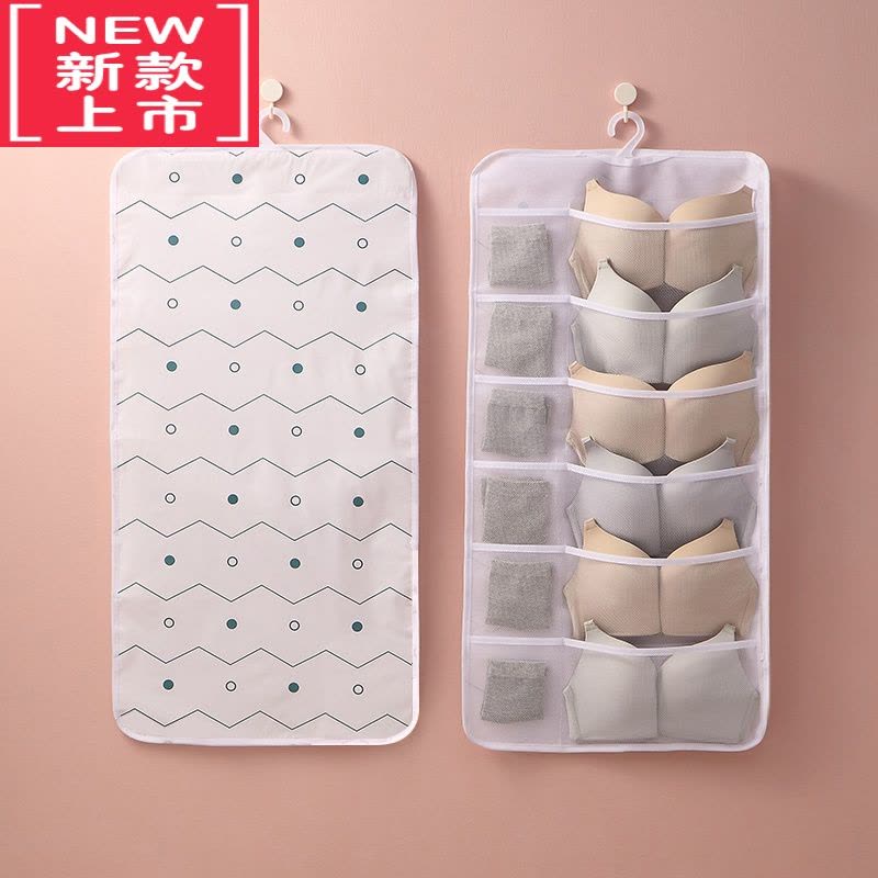 可莉允布艺杂物饰品内衣墙挂式收纳袋墙上门后大容量悬挂式透明墙壁挂袋图片