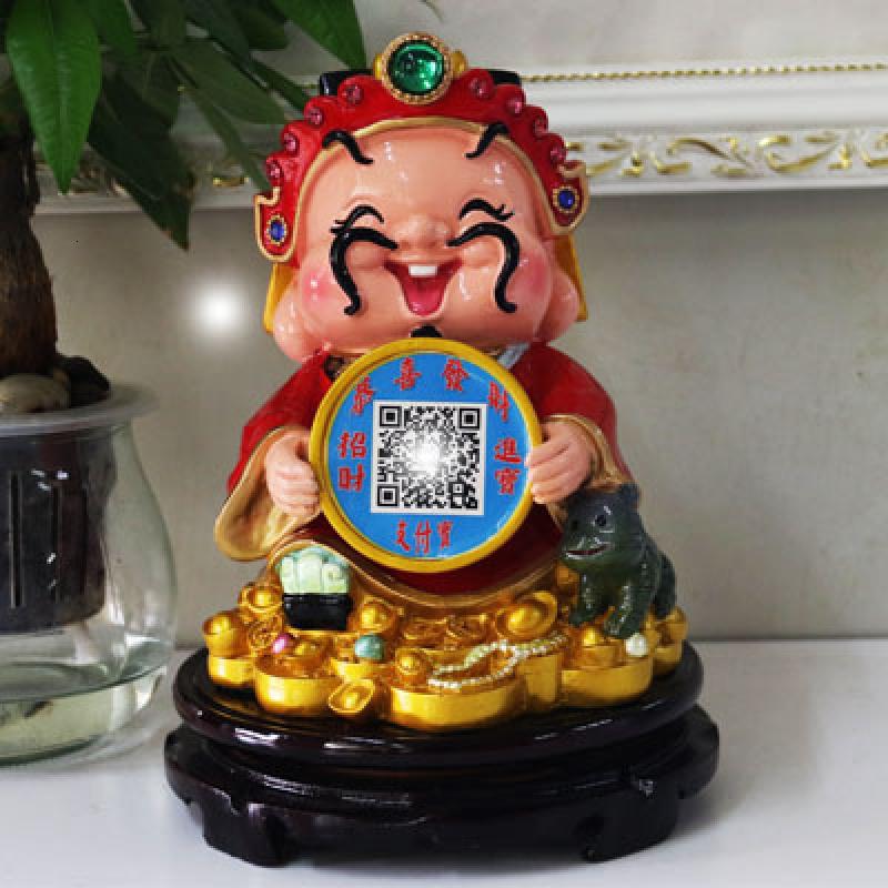 创意新款猫财神爷店铺开业摆件二维码收款提示音响语音播报器 三维工匠 18厘米武财神储钱罐猫高清大图