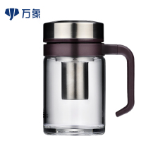万象玻璃杯茶杯带把大容量泡茶杯茶水分离办公室家用便携大容量水杯
