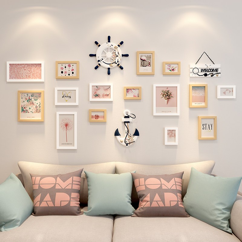 地中海照片墙装饰客厅背景墙相框挂墙组合创意网红房间布置免打孔 ps