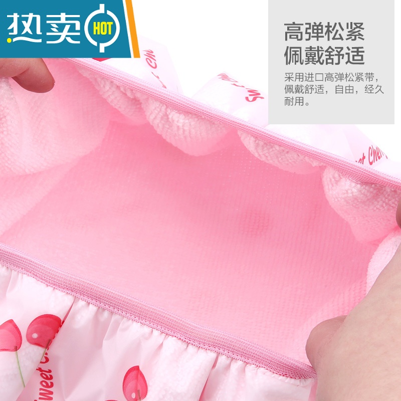 敬平浴帽干发帽吸水速干器头发包头巾可爱韩国儿童女孩女士 2个装 花朵+樱桃高清大图