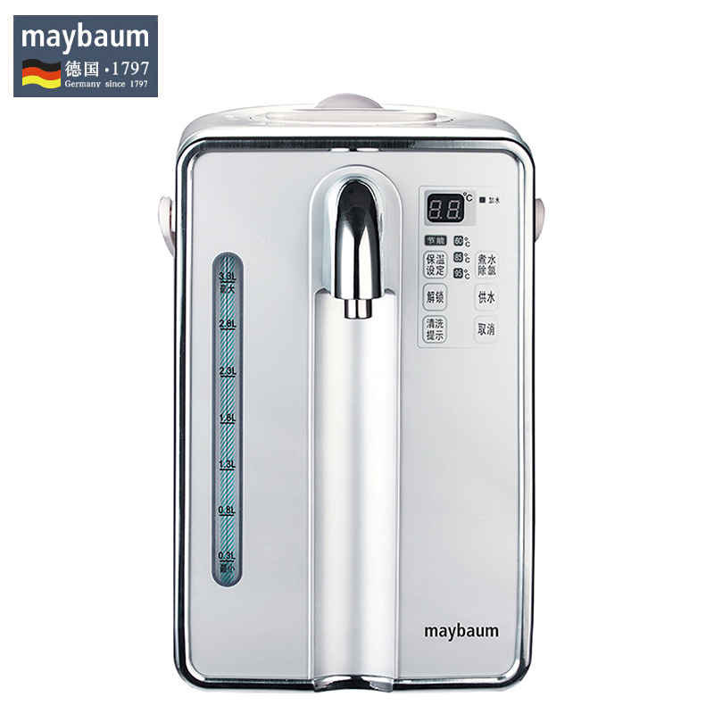 德国五月树(maybaum)电热水瓶A5396银色 家用办公微电脑智能保温电热水壶高硼硅玻璃内胆除氯快速沸腾3L