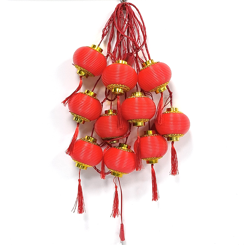 LED灯笼串 4米10灯-Ф9cm 红色 常亮 /条高清大图