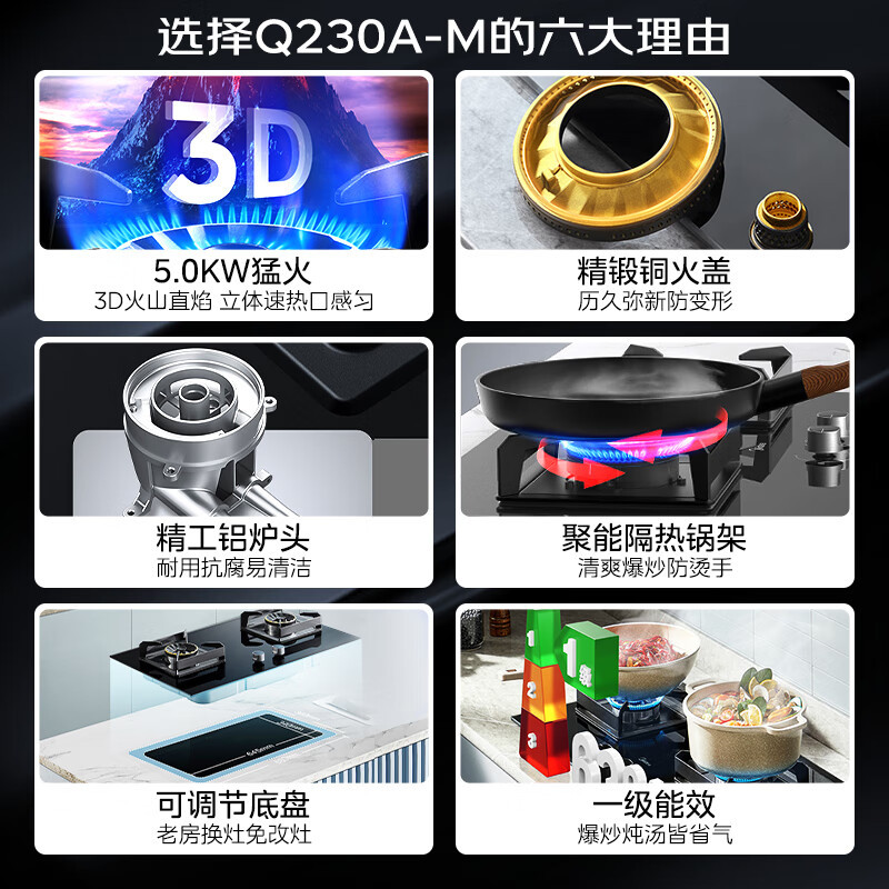 美的(Midea)烟灶套装小户型700小尺寸侧吸式抽油烟机燃气灶大吸力5.0kW大火力铜火盖节能J27+Q230A天然气