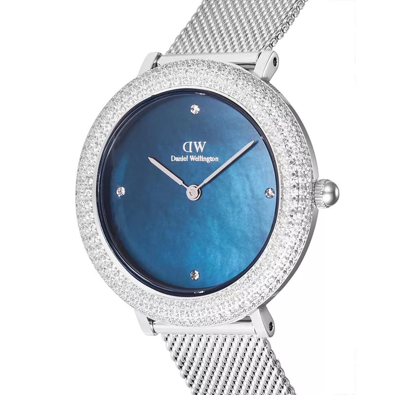 丹尼尔惠灵顿(Daniel Wellington)女款机械表蓝色母贝表盘闪耀水晶边框奢华时尚手表高清大图