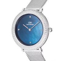 丹尼尔惠灵顿(Daniel Wellington)女款机械表蓝色母贝表盘闪耀水晶边框奢华时尚手表