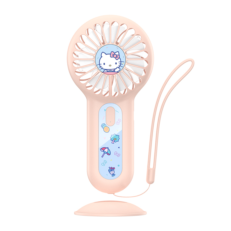 HelloKitty优加手持小风扇小型迷你随身便携式可充电usb风扇静音家用宿舍户外多用立式可爱卡通粉色少女