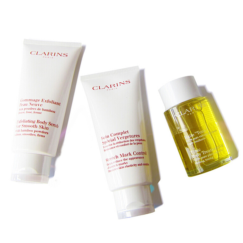 Clarins 娇韵诗 身体护理孕妈套装 :抗纹身体霜200ml+调和身体护理油100ml+柔滑身体磨砂乳霜200ml