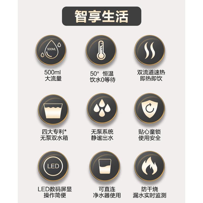 安吉尔V6净水器家用双出水直饮机大通量RO反渗透前置过滤器厨下式净水机J2605-ROB60+3218