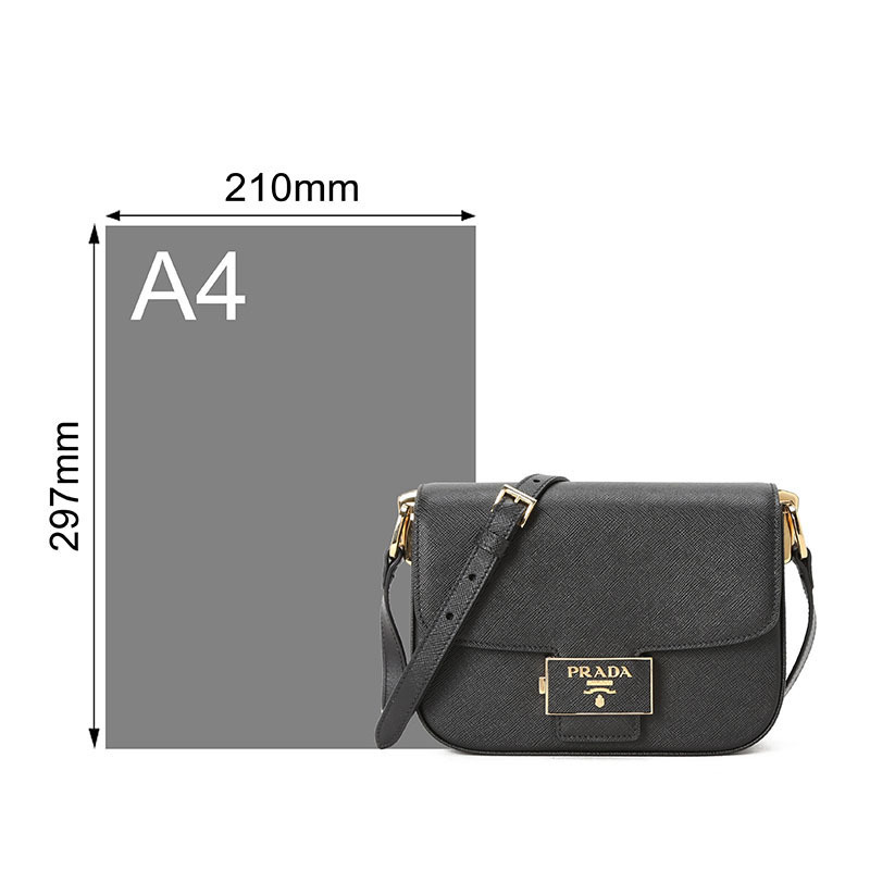 预订 PRADA 普拉达 Emblème 口盖包 单肩包 斜挎包 方扣LOGO十字纹皮1BD217