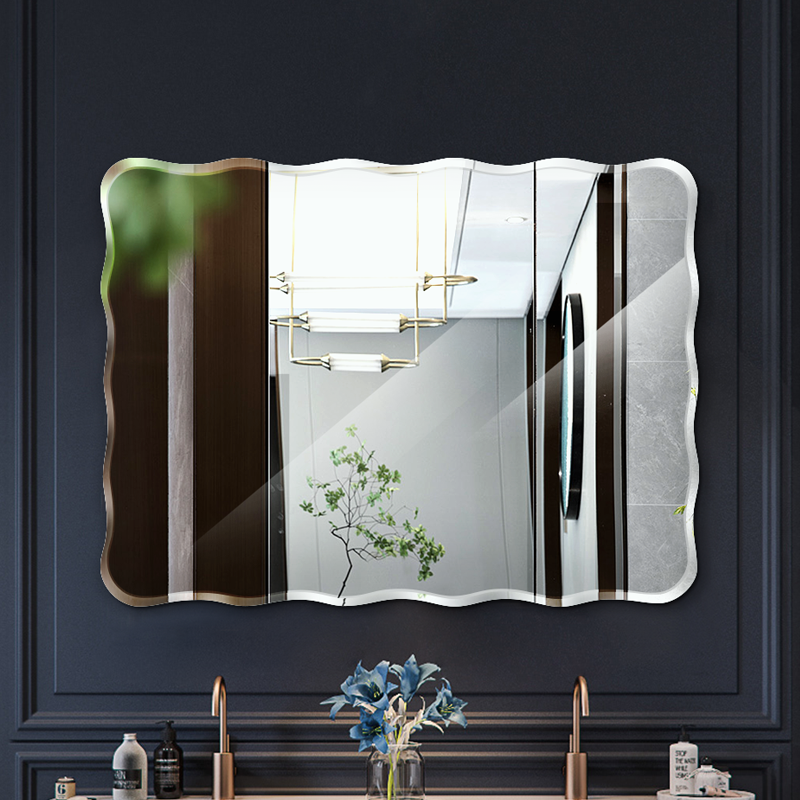 法兰棋 卫浴镜子浴室镜欧式精致车边方形波浪卫生间镜子厕所镜子