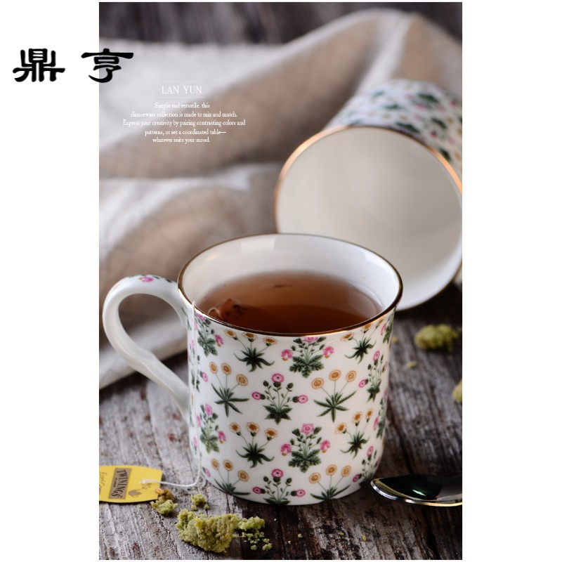 鼎亨小清新 英式田园风马克杯 复古奶茶杯咖啡杯 高骨瓷 古典精美