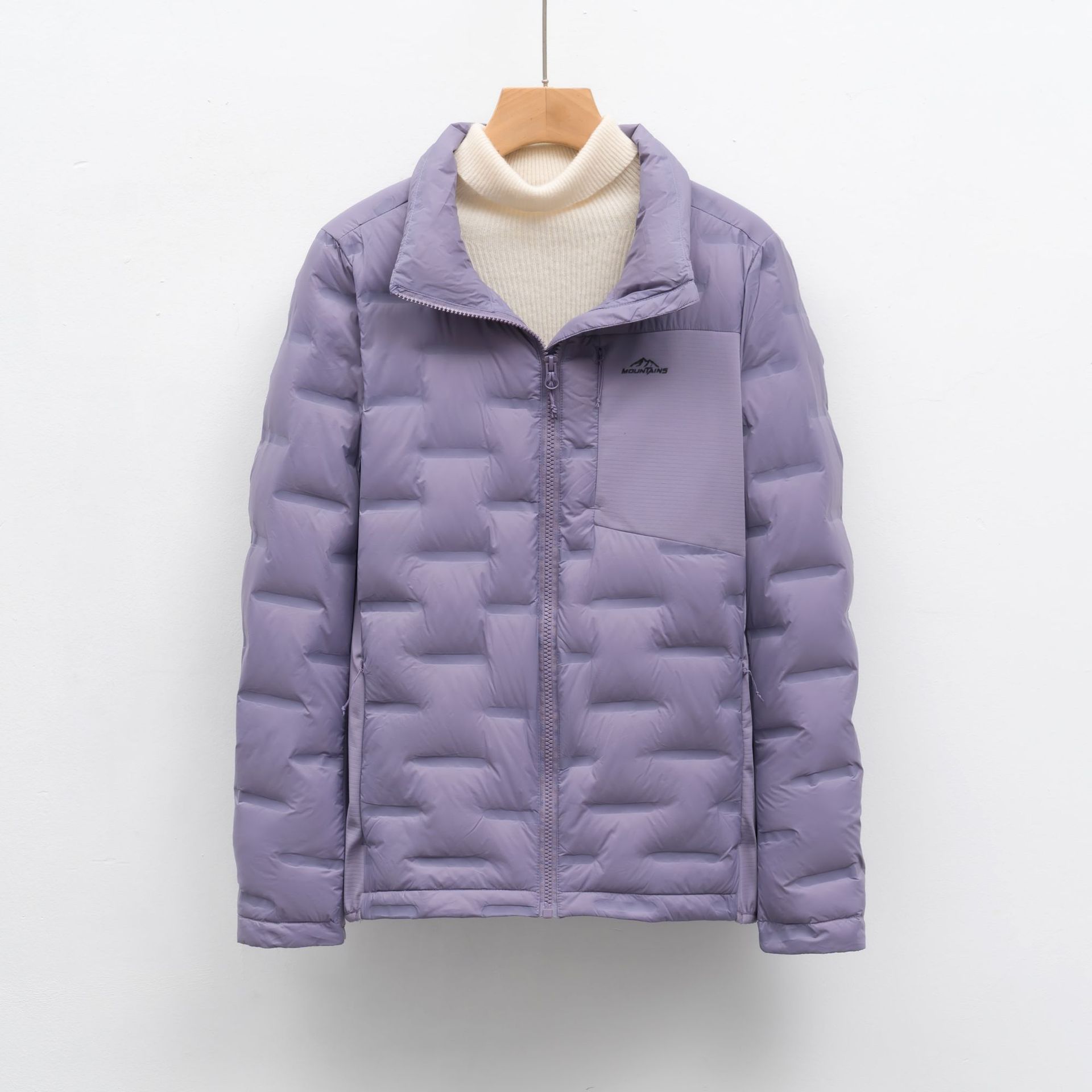 90绒新国标户外轻薄羽绒服女秋冬短款立领保暖上衣外套_282004 浅紫色 S