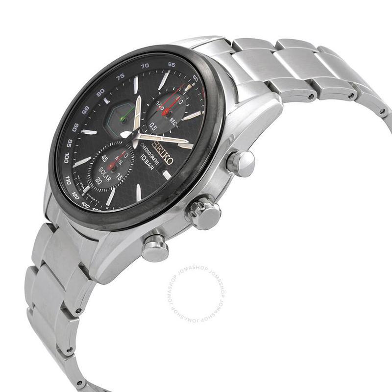 精工seikocore三眼计时黑色表盘时尚百搭男士石英手表ssc803p1