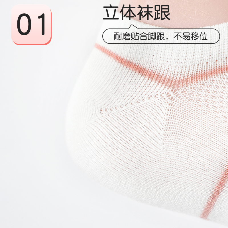 浪莎儿童袜子夏季薄款女童船袜春秋纯棉中筒白色男童夏天网眼短袜高清大图