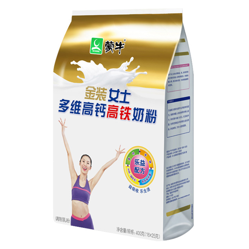 蒙牛(MENGNIU)金装女士多维高钙高铁袋装奶粉400g即食冲饮早餐新需求