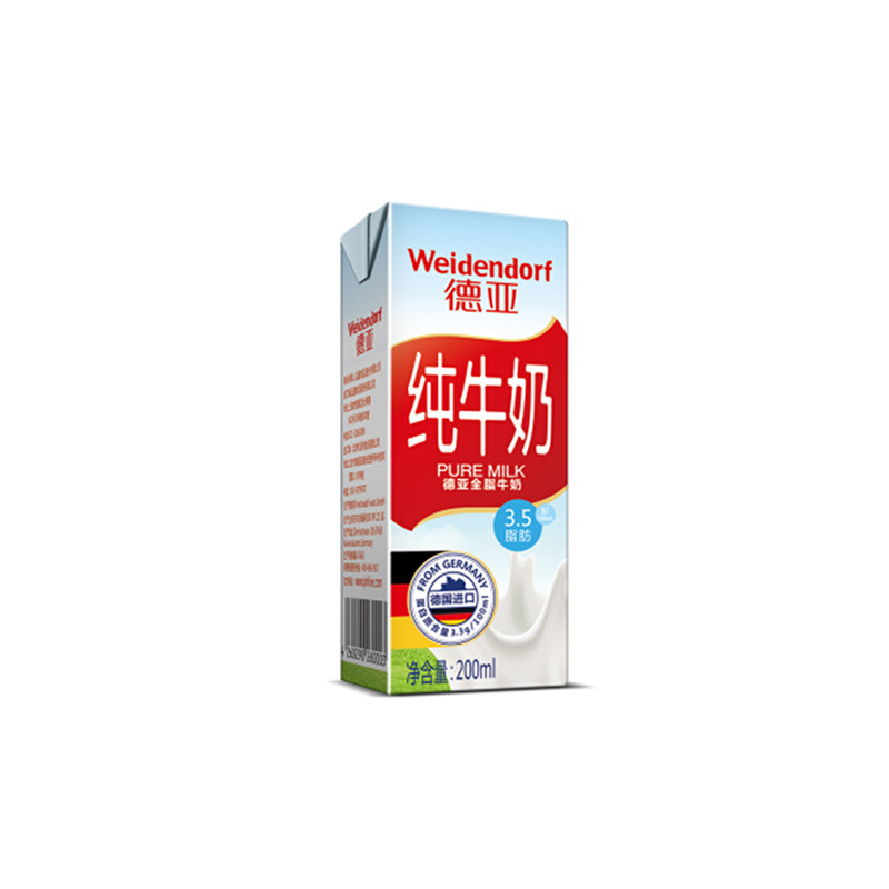 爱歌顿德国进口牛奶全脂纯牛奶 200ml*12盒